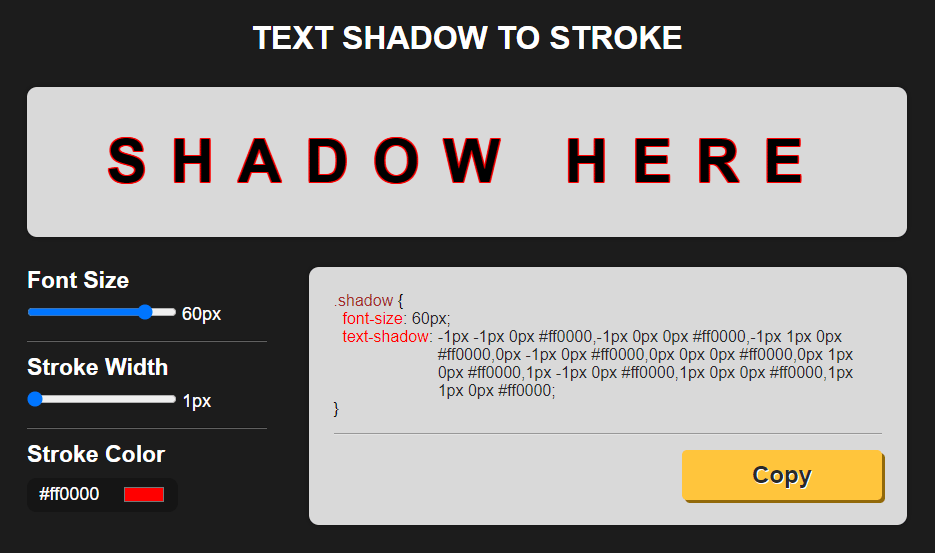 Text Shadow to Stroke onlline coverter using JavaScript